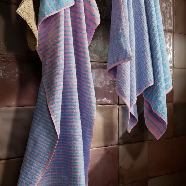 Modrý/růžový froté ručník s příměsí bambusu 50x100 cm Nuance – JUNA-image-3