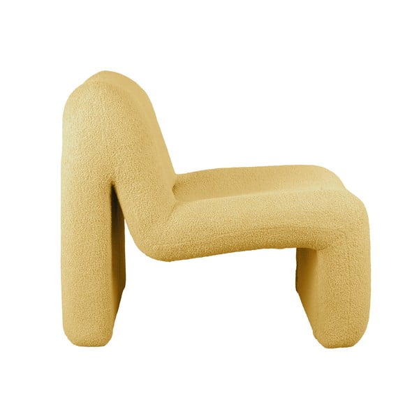 Okrově žluté křeslo z textilie bouclé Fuerza – Leitmotiv-image-1