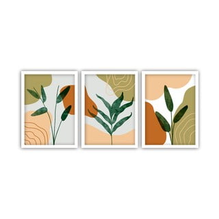 Sada 3 obrazů v bílém rámu Vavien Artwork Leaves, 35 x 45 cm