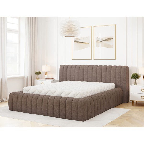 Hnědá čalouněná dvoulůžková postel s úložným prostorem s roštem 140x200 cm Carilla – ELTAP-image-3