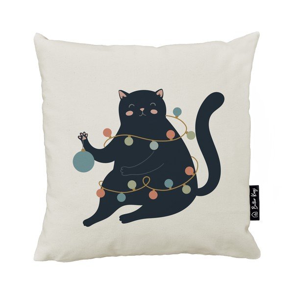 Povlak na polštář s vánočním motivem 45x45 cm Festive Cat – Butter Kings