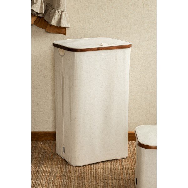 Krémový látkový koš na prádlo Bamboo/Linen – Bigso-image-1