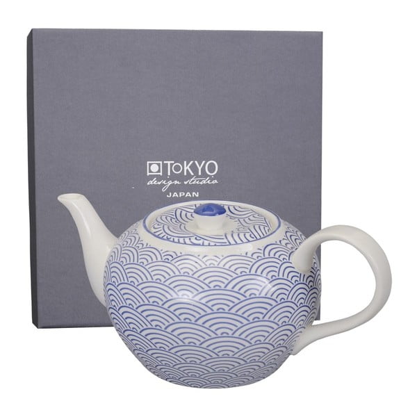 Modrá porcelánová konvice na čaj Tokyo Design Studio Wave