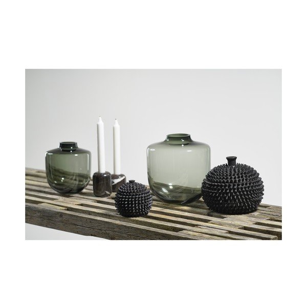 Šedá skleněná váza (výška 21 cm) Daun – Villa Collection-image-4