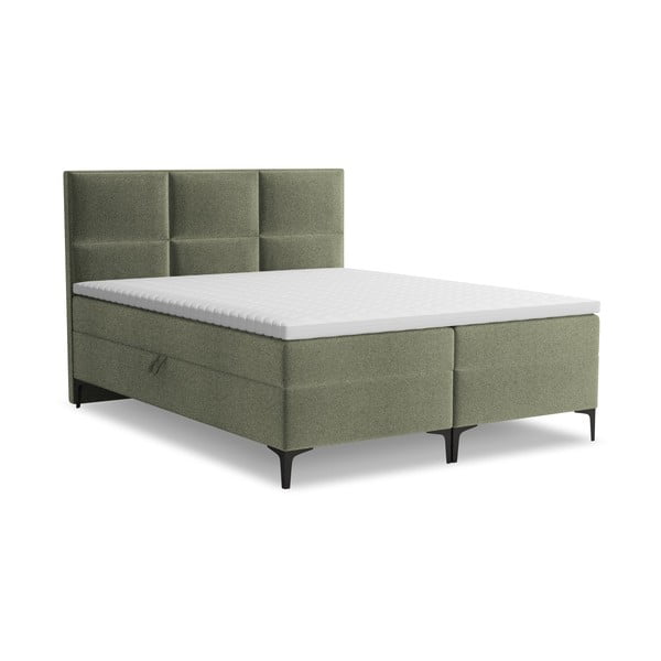 Zelená boxspring postel s úložným prostorem 140x200 cm Pakalana – Makamii