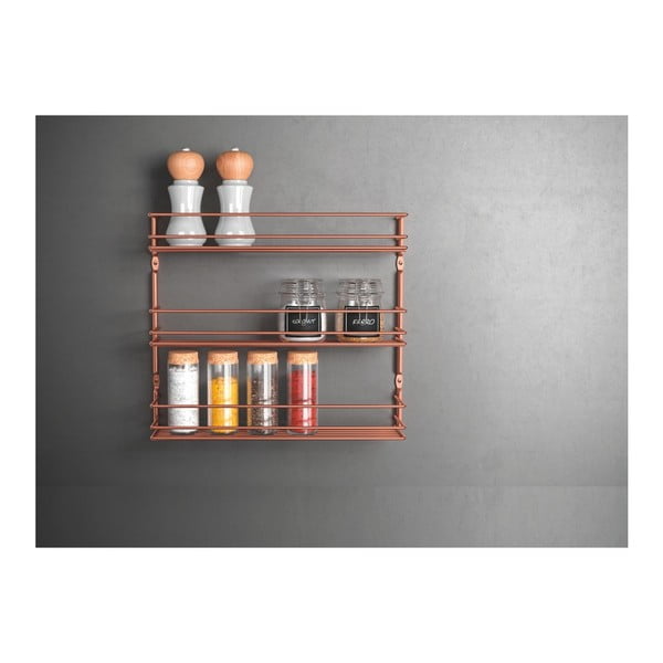 Nástěnný regál na kořenky s 3 policemi v měděné barvě Metaltex-image-1