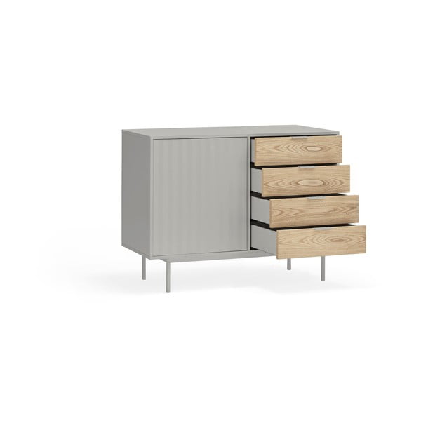 Nízká komoda v dekoru dubu v šedo-přírodní barvě 108x80 cm Sierra – Teulat-image-4