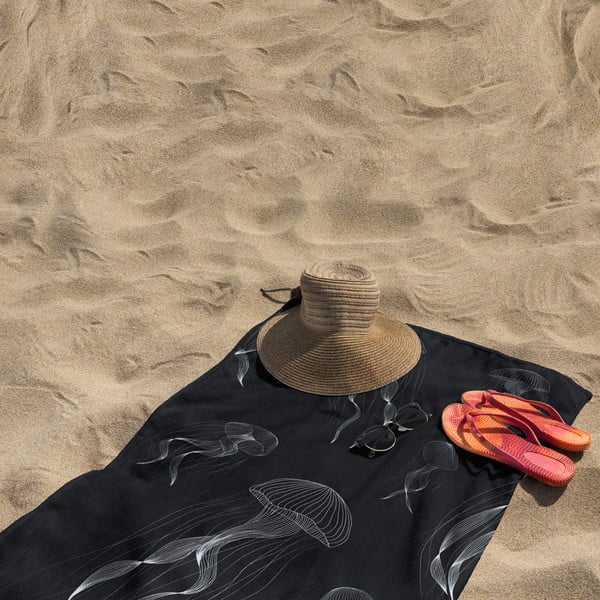 Černobílá plážová osuška 90x180 cm Jellyfish – DecoKing-image-4