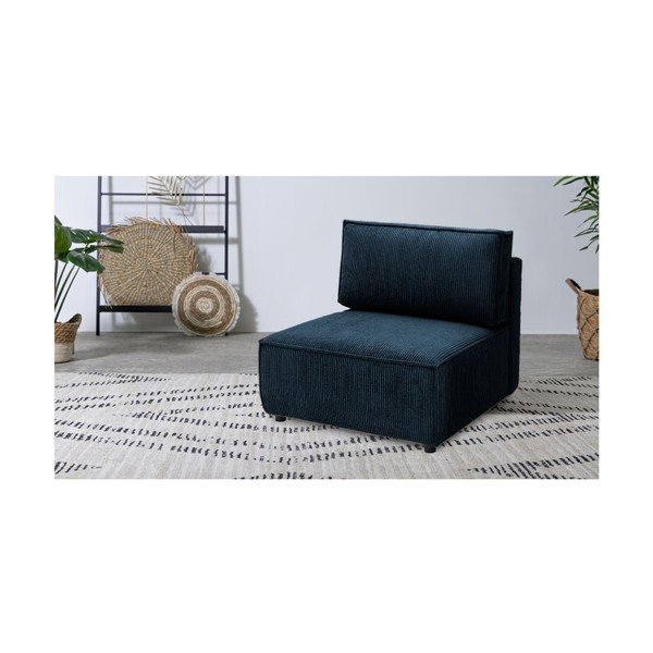 Tmavě modrý manšestrový modul pohovky, středový díl Nihad modular – Bobochic Paris-image-1