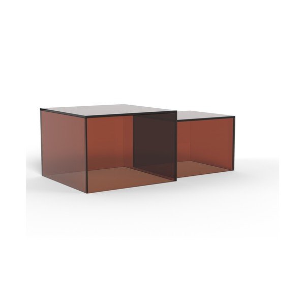 Hnědé skleněné konferenční stolky v sadě 2 ks 50x50 cm Dice – Actona-image-4