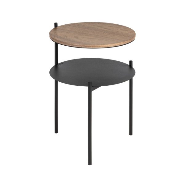 Černý/v tmavě přírodní barvě noční stolek s deskou v dekoru ořechového dřeva Tu – noo.ma