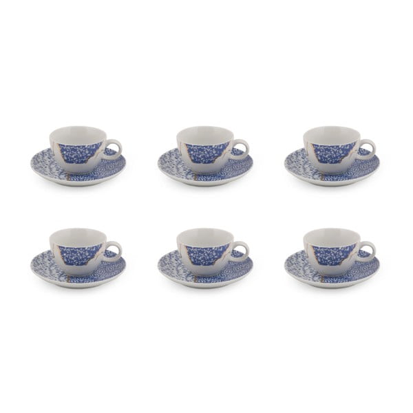 Bílo-modré porcelánové šálky v sadě 6 ks 0.9 l – Hermia
