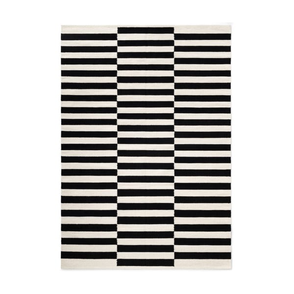 Černo-bílý oboustranný ručně tkaný vlněný koberec 120x180 cm Donna – Hanse Home