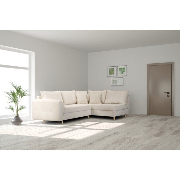 Krémová manšestrová rohová pohovka (pravý roh) Ariella – Ropez-image-1