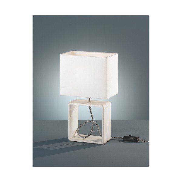 Bílá stolní lampa z přírodního dřeva a tkaniny Reality Tick, výška 34 cm-image-1