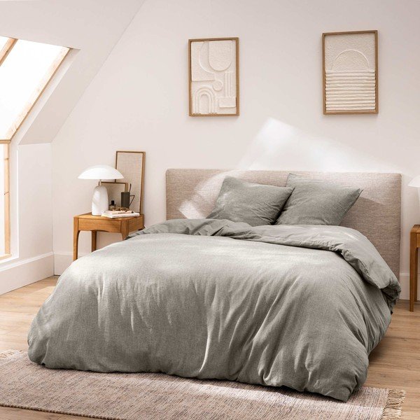 Šedé 3dílné bavlněné povlečení na dvoulůžko/prodloužené 240x220 cm Meline – douceur d'intérieur