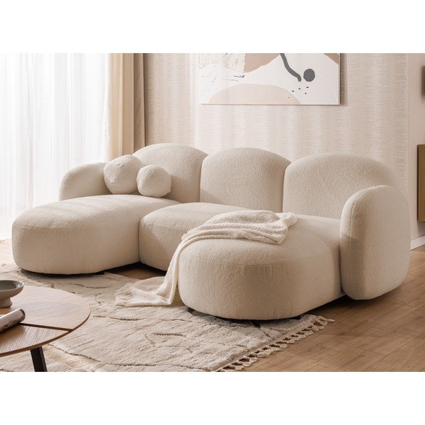Světle hnědá rohová pohovka z textilie bouclé (do "U") Orbit – Ropez-image-4