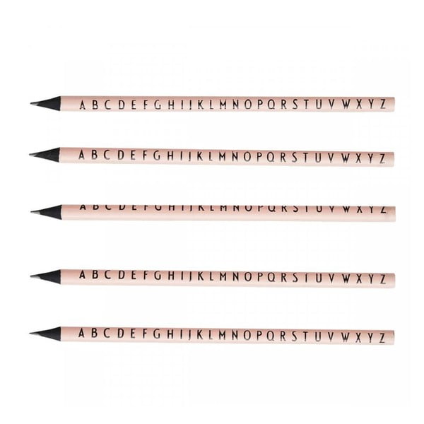 Sada 5 růžových tužek Design Letters Pencils