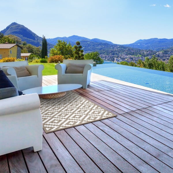 Béžovo-bílý oboustranný koberec vhodný i do exteriéru Green Decore Nirvana, 120 x 180 cm-image-1