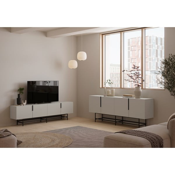 Krémová nízká komoda 200x77,5 cm Eldia – Marckeric-image-1