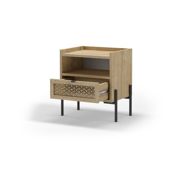 Noční stolek v dekoru dubu s poličkami v přírodní barvě Inca – Marckeric-image-2