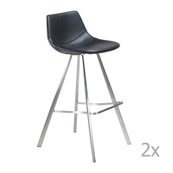 Sada 2 černých barových židlí s ocelovým podnožím DAN– FORM Pitch