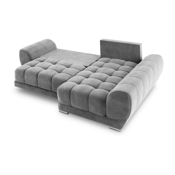 Šedá rozkládací rohová pohovka se sametovým potahem Windsor & Co Sofas Nuage, pravý roh-image-4