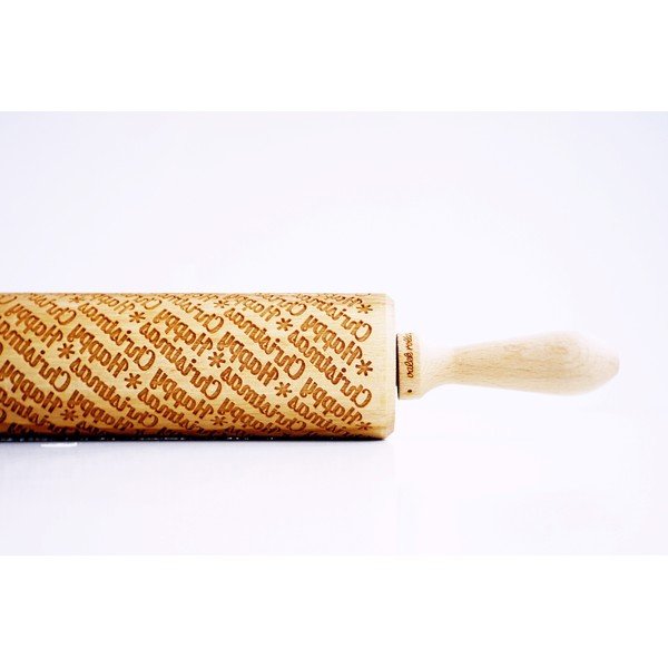 Dřevěný vánoční embosovaný váleček na těsto Valek Happy Christmass-image-1