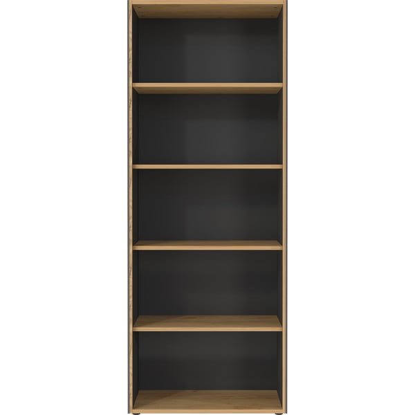 Knihovna v dekoru dubu v antracitovo-přírodní barvě 75x196x40 cm Podium – Germania