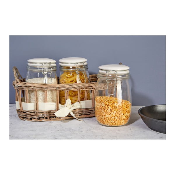 Sada 3 úložných dóz v košíku Premier Housewares Country Cottage, 1000 ml-image-3