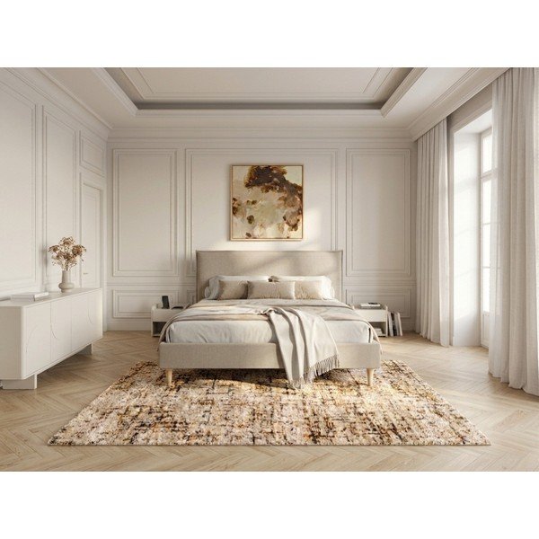 Béžová čalouněná dvoulůžková postel s roštem 160x200 cm Sary – Bobochic Paris-image-3