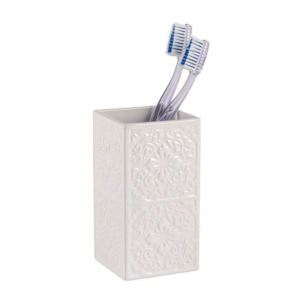 Bílý keramický kelímek na zubní kartáčky Wenko Cordoba