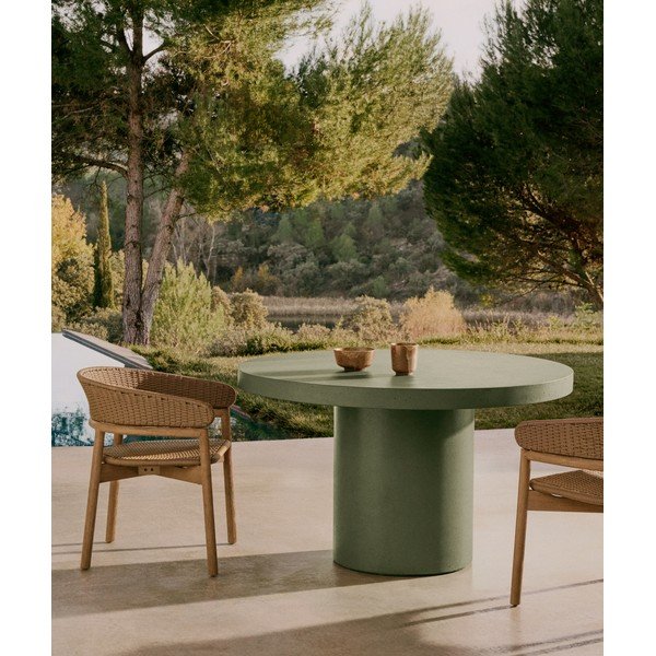 Betonový kulatý zahradní jídelní stůl ø 120 cm Aiguablava – Kave Home-image-1