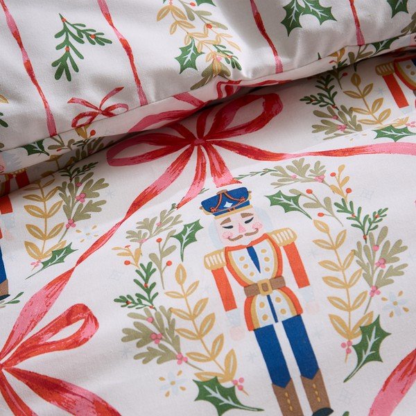 Povlečení na jednolůžko v přírodní barvě 135x200 cm Christmas Nutcracker Bows – Catherine Lansfield-image-4