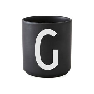 Černý porcelánový hrnek Design Letters Alphabet G, 250 ml