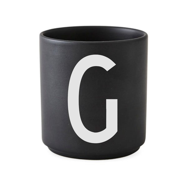 Černý porcelánový hrnek Design Letters Alphabet G, 250 ml