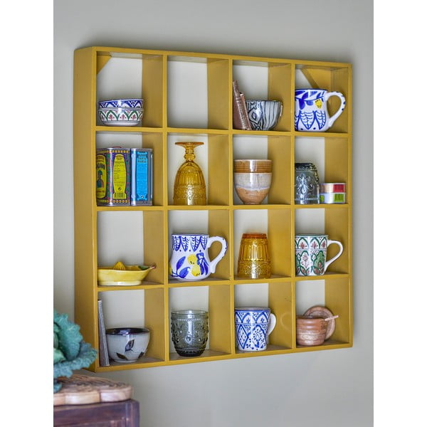 Žlutá patrová police z recyklovaného dřeva 10 cm Bekka – Bloomingville-image-1