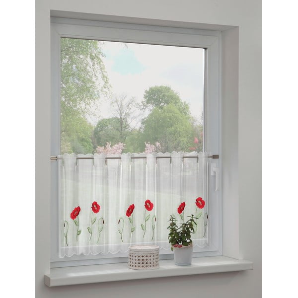 Bílá záclona 155x45 cm Poppies – Sehlbach-image-1