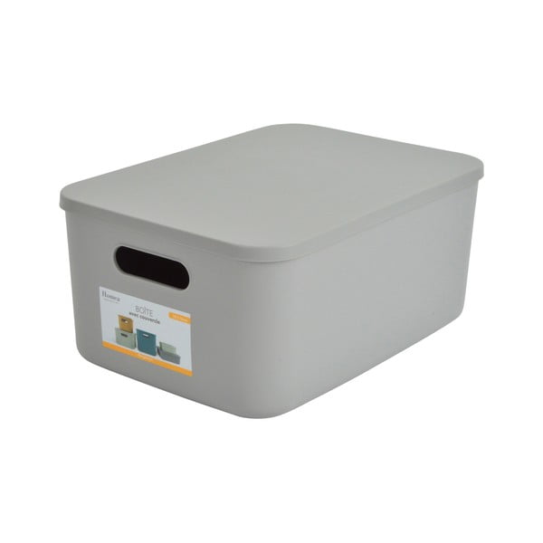 Šedý plastový úložný box s víkem 35,5x25,5x16 cm – Homéa-image-2