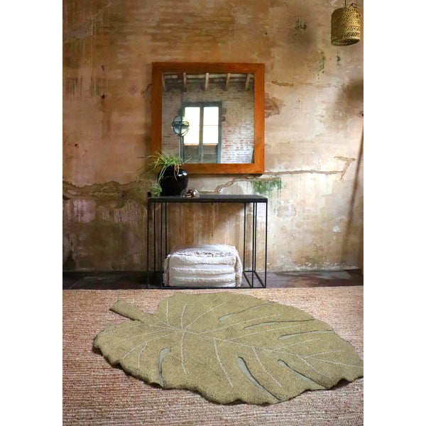 Khaki pratelný ručně tkaný bavlněný dětský koberec 120x180 cm Monstera Olive – Lorena Canals-image-4