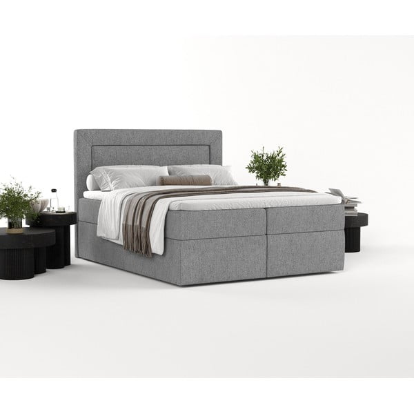 Šedá boxspring postel s úložným prostorem 200x200 cm Imagine – Maison de Rêve-image-2