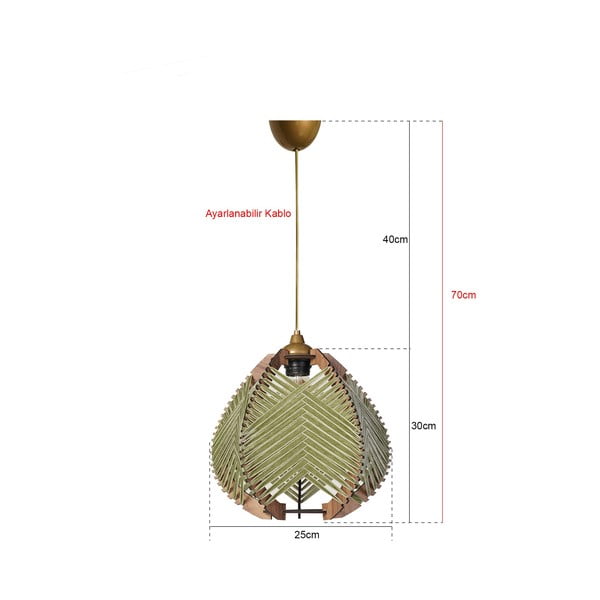 Zelené/v přírodní barvě závěsné svítidlo s textilním stínidlem ø 25 cm Yola – Opviq lights-image-2
