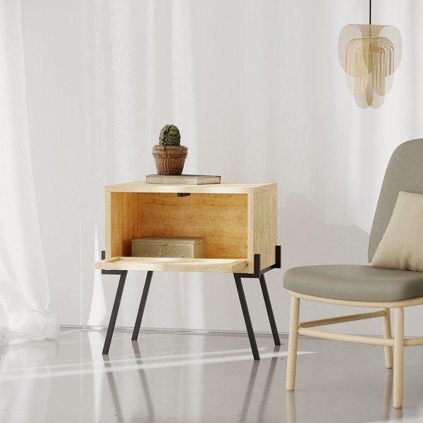 Noční stolek v přírodní barvě Naive – Kalune Design-image-1