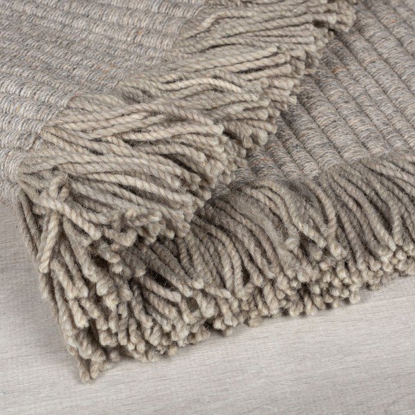 Šedý ručně tkaný koberec s příměsí vlny 160x230 cm Rene Fringed Ribbed – Flair Rugs-image-2