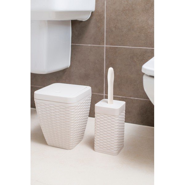 Set krémového koupelnového koše a WC kartáče Addis Calico-image-1