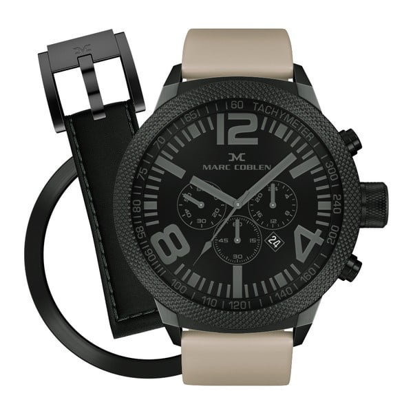 Pánské hodinky Marc Coblen s páskem a kroužkem navíc P60
