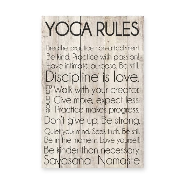 Dřevěná cedule Yoga Rules