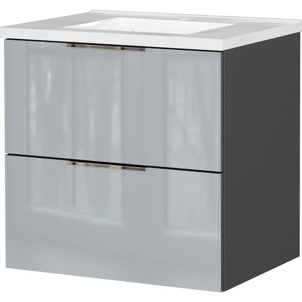 Šedá lesklá závěsná skříňka pod umyvadlo 61x61 cm Celano – Germania