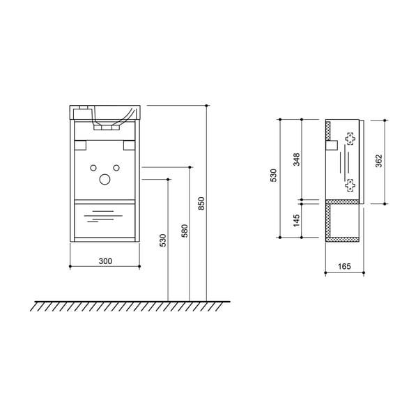 Závěsná skříňka bez umyvadla v dekoru dubu v přírodní barvě 30x53 cm Latus Xi – Sapho-image-4