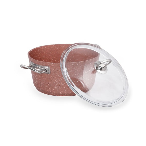 Růžový hliníkový hrnec s poklicí Güral Porselen Classic, ø 22 cm-image-3